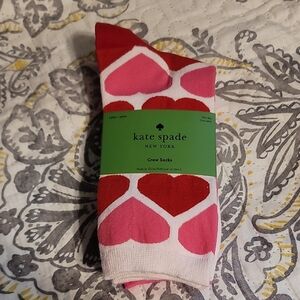 Kate Spade Red and Pink Heart Crew Socks